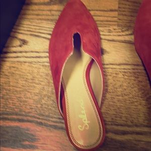 Splendid red suede slides